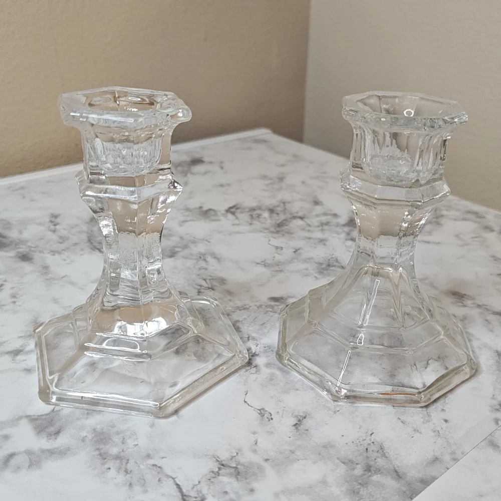 Clear Glass Taper Candle Holders Candlesticks
